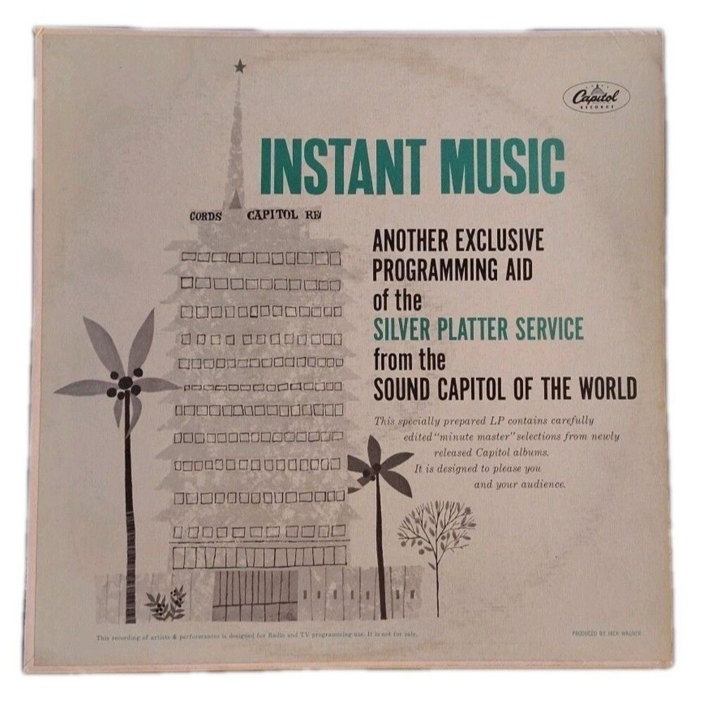 INSTANT MUSIC Promotional Record For Radio & TV LP Capitol Records Early 60s